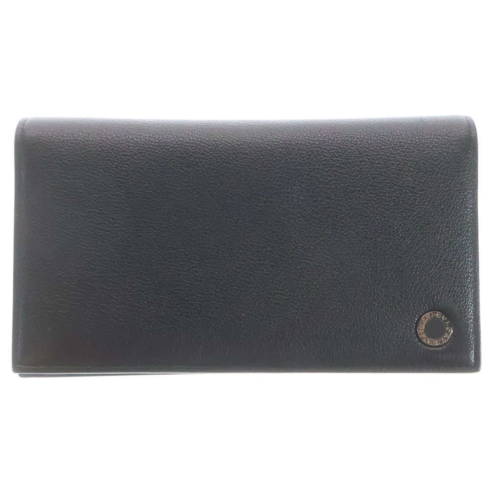 Bvlgari Bifold Wallet Card Case Black Green Leather Silver
