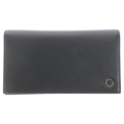 Bvlgari Bifold Wallet Card Case Black Green Leather Silver