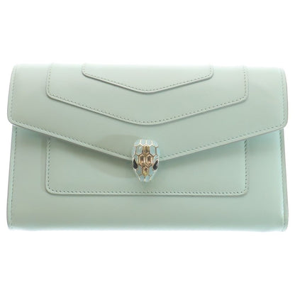Bvlgari Serpenti Forever Large Wallet Card Case Mint Green Light Blue Leather