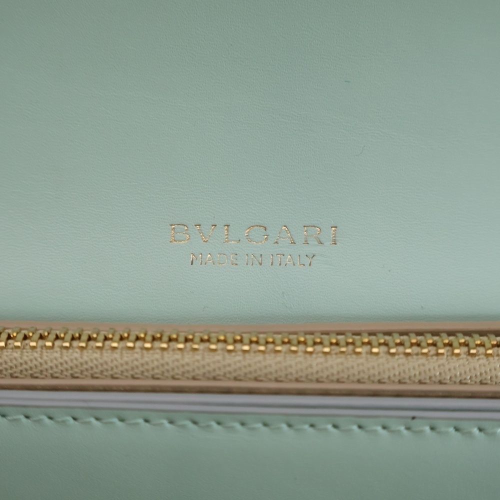 Bvlgari Serpenti Forever Large Wallet Card Case Mint Green Light Blue Leather — view 6