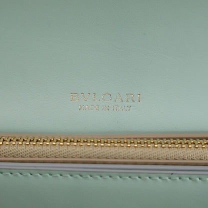 Bvlgari Serpenti Forever Large Wallet Card Case Mint Green Light Blue Leather — view 6