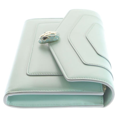 Bvlgari Serpenti Forever Large Wallet Card Case Mint Green Light Blue Leather — view 3