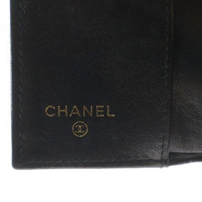 Chanel Quilted Compact Wallet Trifold Coin Case Black Lambskin Gold — view 6