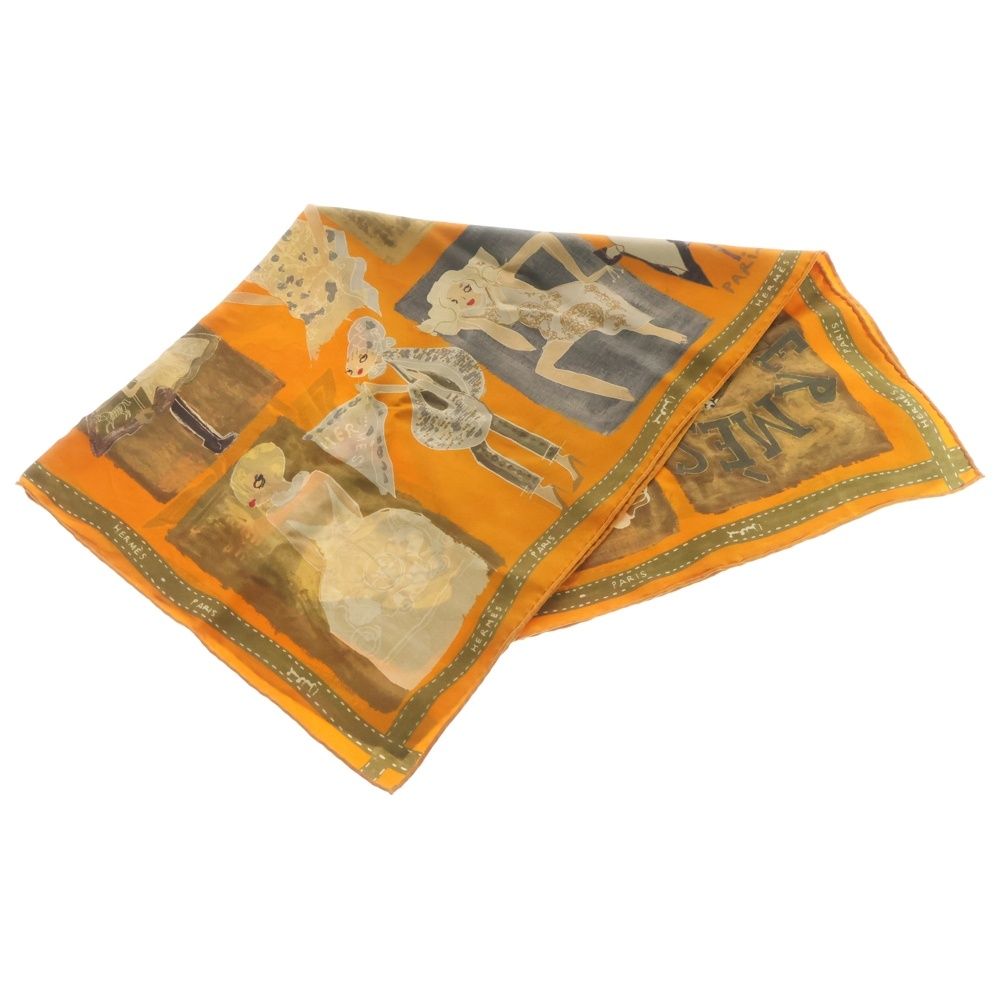 Hermes Carre 70 Paris Monami Scarf Orange