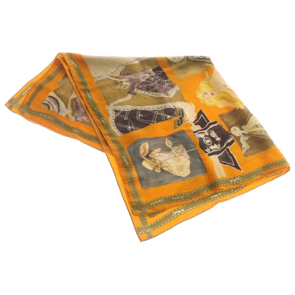 Hermes Carre 70 Paris Monami Scarf Orange — view 2