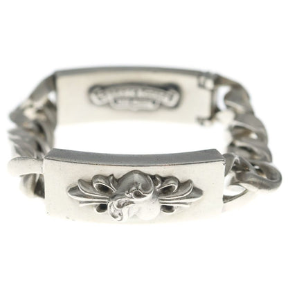 Chrome Hearts Double ID Floral Heart Daga Bracelet Silver