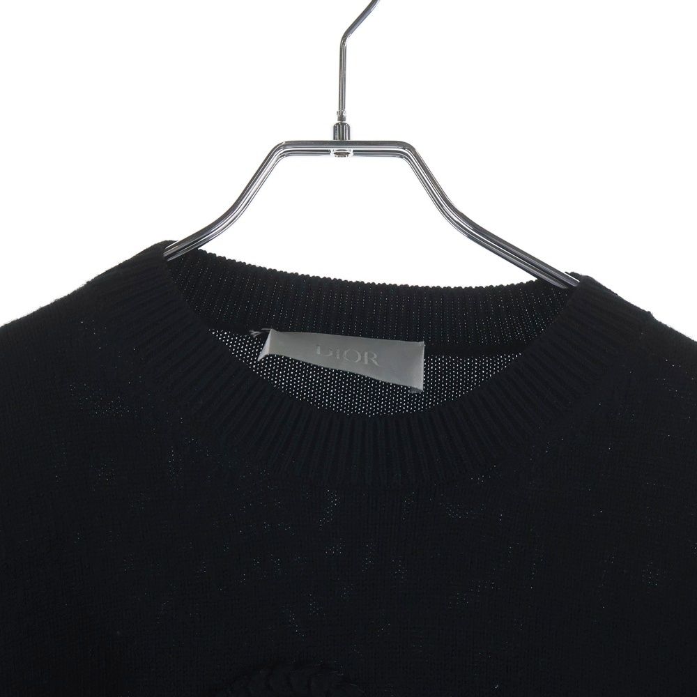 Dior Ribbon Wool Knit Sweater Crew Neck Black — view 3