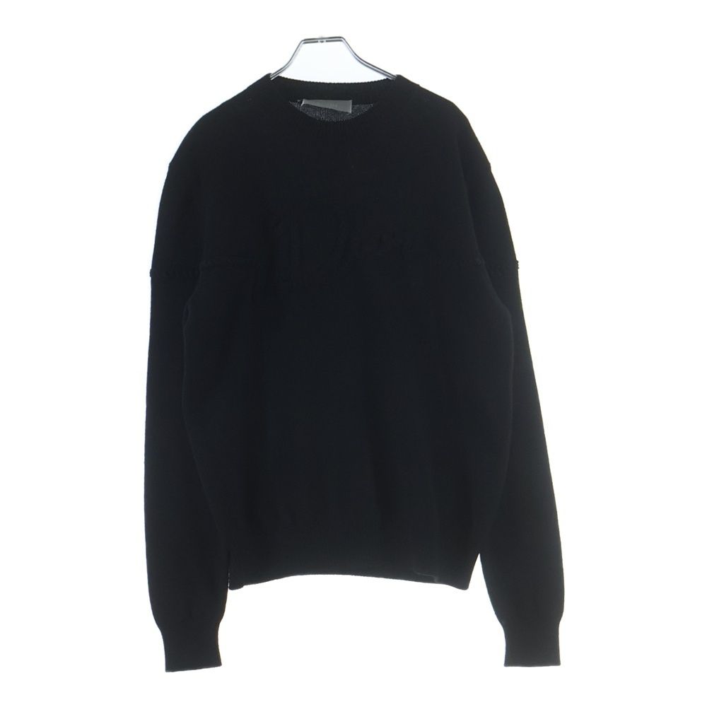 Dior Ribbon Wool Knit Sweater Crew Neck Black