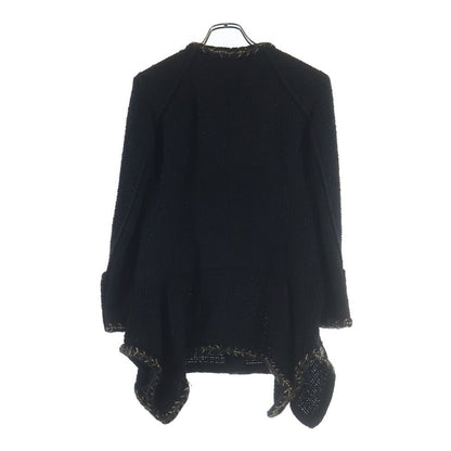 Chanel CC Logo Button Lame Tweed Peplum Collarless Jacket Black — view 2