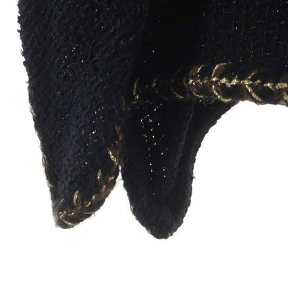 Chanel CC Logo Button Lame Tweed Peplum Collarless Jacket Black — view 5