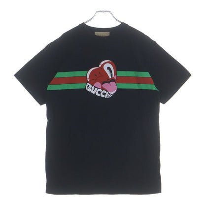 Gucci Graphic Heart Logo S Tee Front Print Crew Neck Short Sleeve T-Shirt Black
