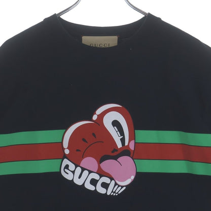 Gucci Graphic Heart Logo S Tee Front Print Crew Neck Short Sleeve T-Shirt Black — view 3