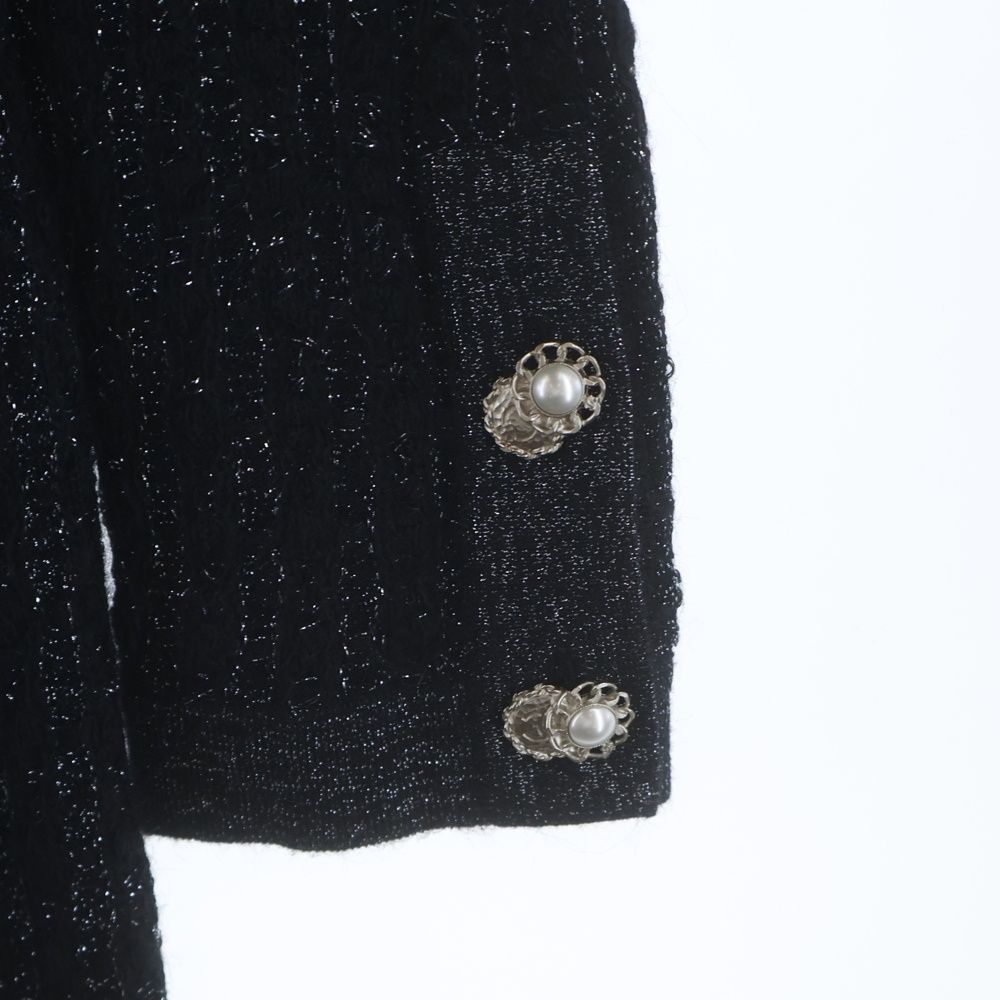 Chanel Tweed Pearl Button Knit Dress Navy — view 5