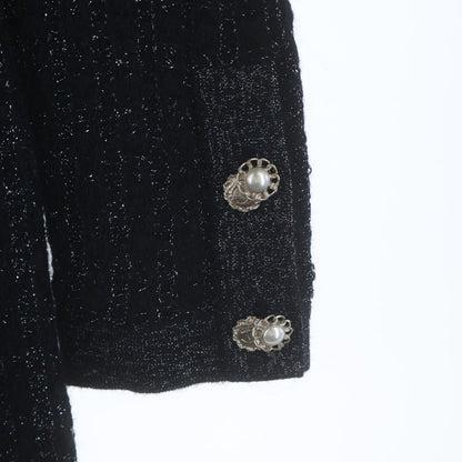 Chanel Tweed Pearl Button Knit Dress Navy — view 5