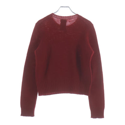 Chanel Flower Brooch Wool Side Line Crew Neck Knit Sweater Red — view 2