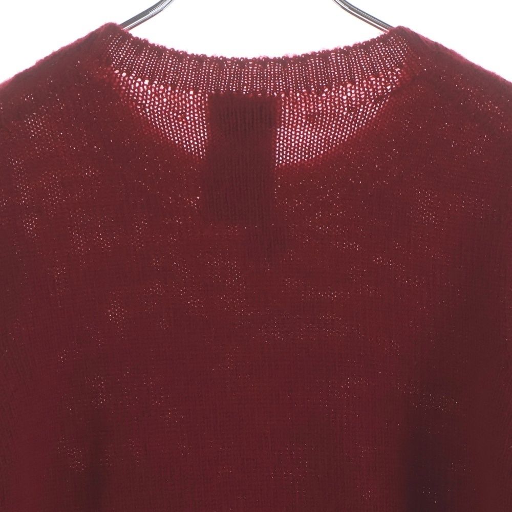 Chanel Flower Brooch Wool Side Line Crew Neck Knit Sweater Red — view 4