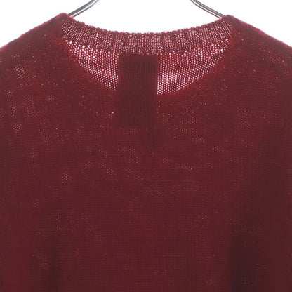 Chanel Flower Brooch Wool Side Line Crew Neck Knit Sweater Red — view 4