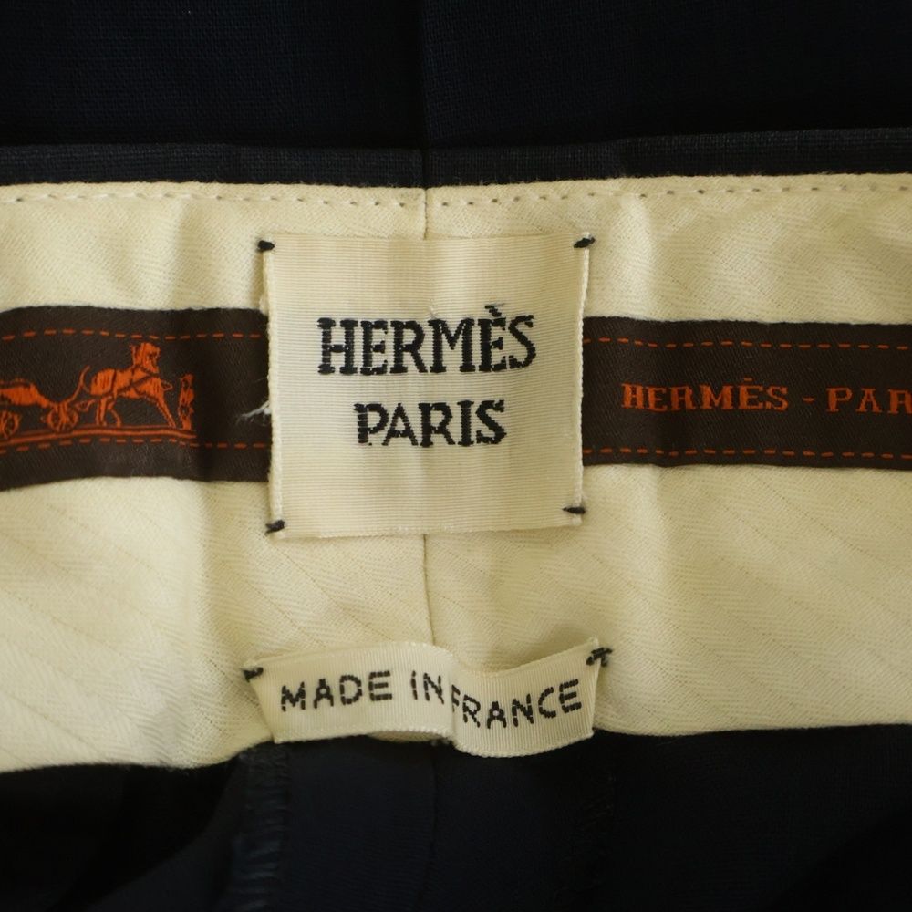 Hermes Wool Cropped Pants Navy — view 7