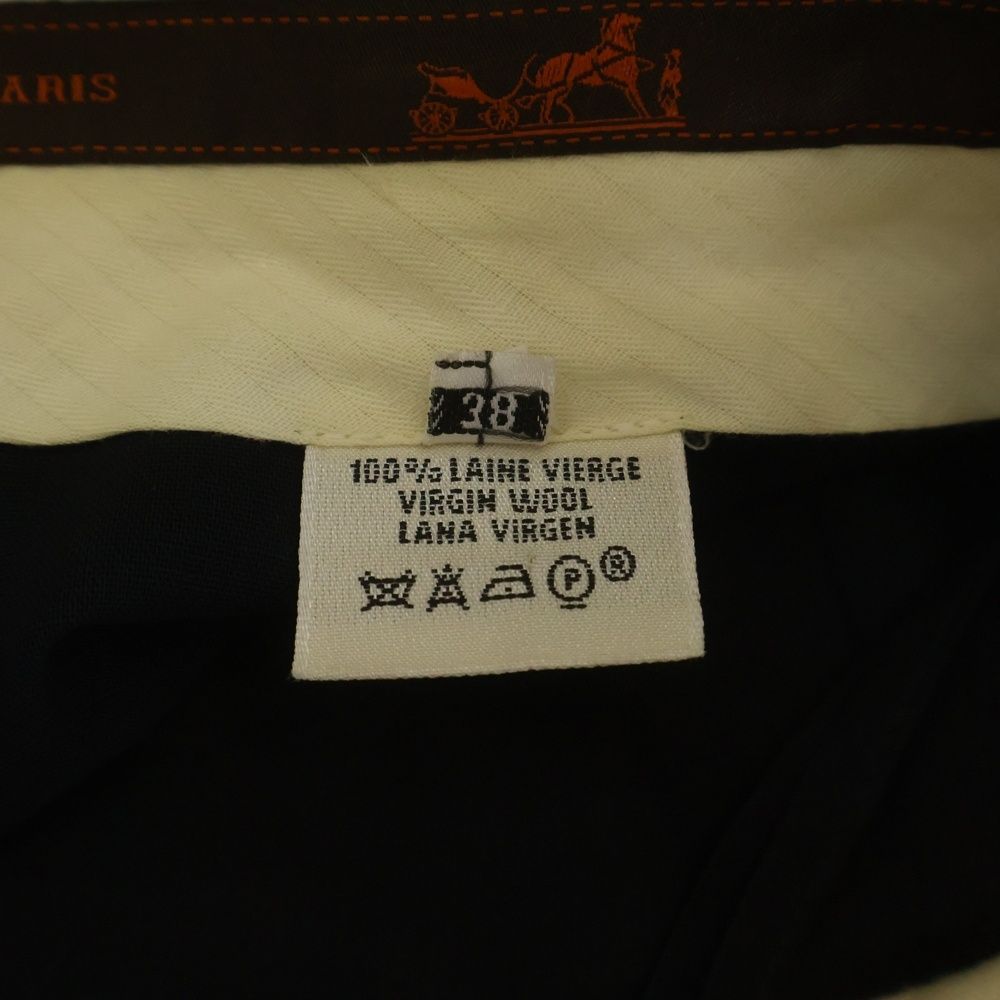 Hermes Wool Cropped Pants Navy — view 8