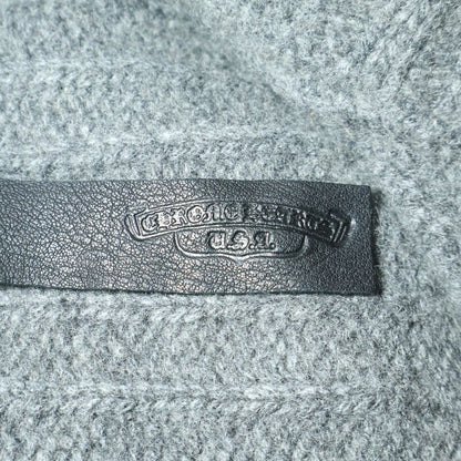 Chrome Hearts CH Leather Patch Cross Ball Button Cashmere Knit Cardigan Gray — view 7