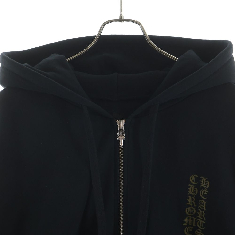 Chrome Hearts Vertical Logo Zip Up Hoodie Black — view 3