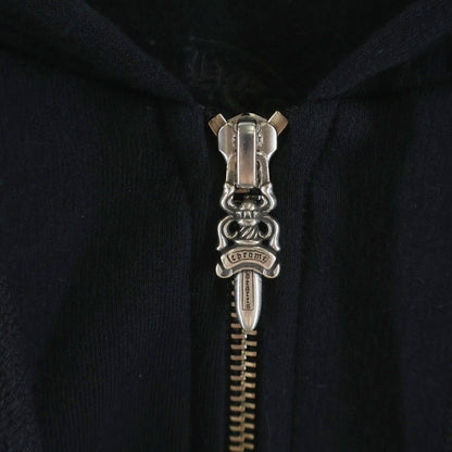 Chrome Hearts Vertical Logo Zip Up Hoodie Black — view 5