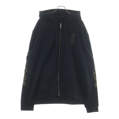 Chrome Hearts Vertical Logo Zip Up Hoodie Black