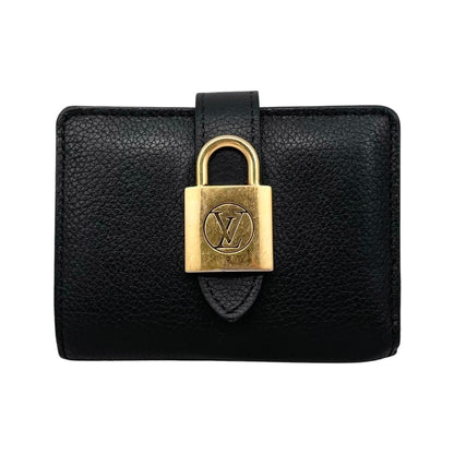 Louis Vuitton Bifold Wallet Portefeuille Louuki Compact Cowhide Leather Padlock