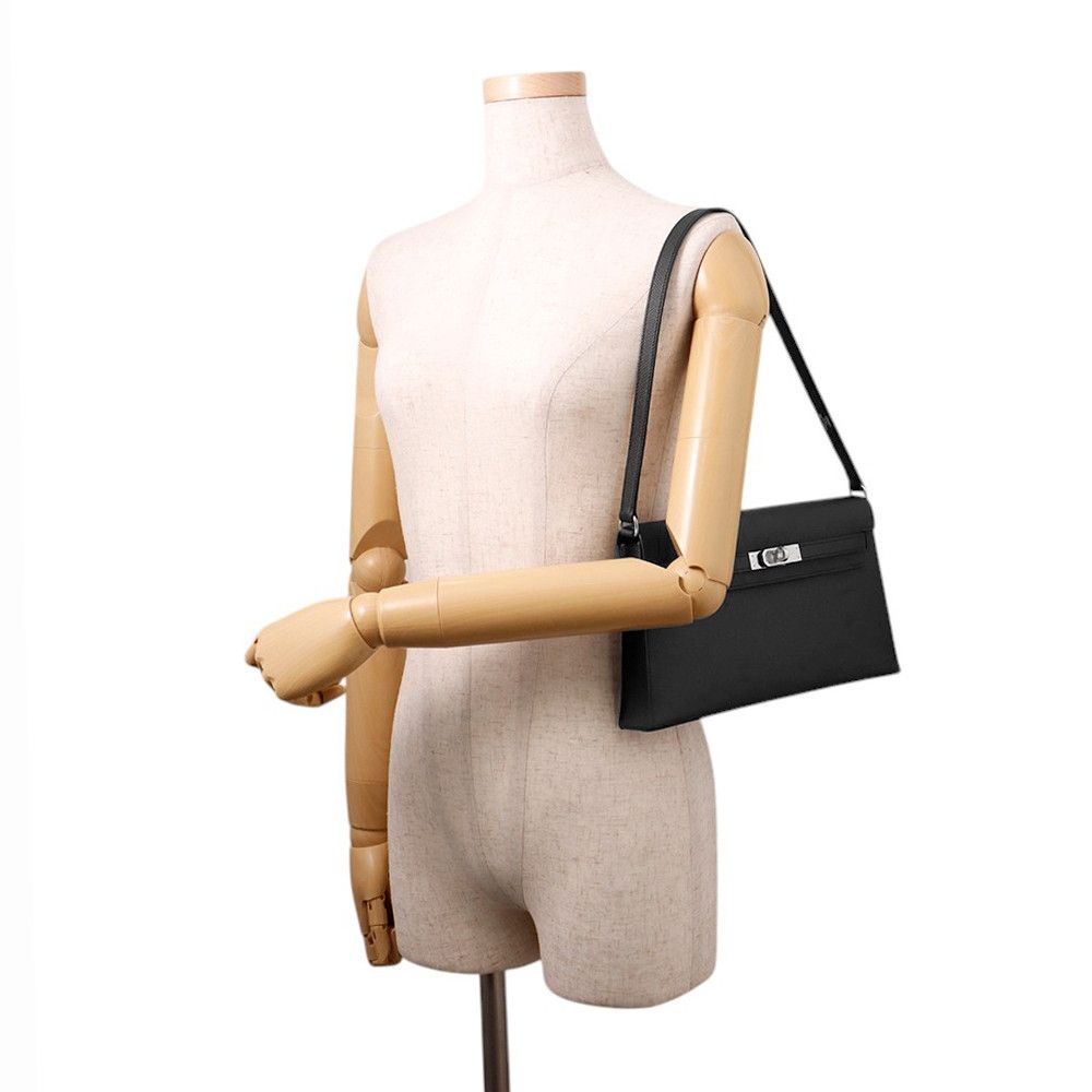 Hermes Clutch Kelly Elan Black Silver Epsom 2-Way — view 4