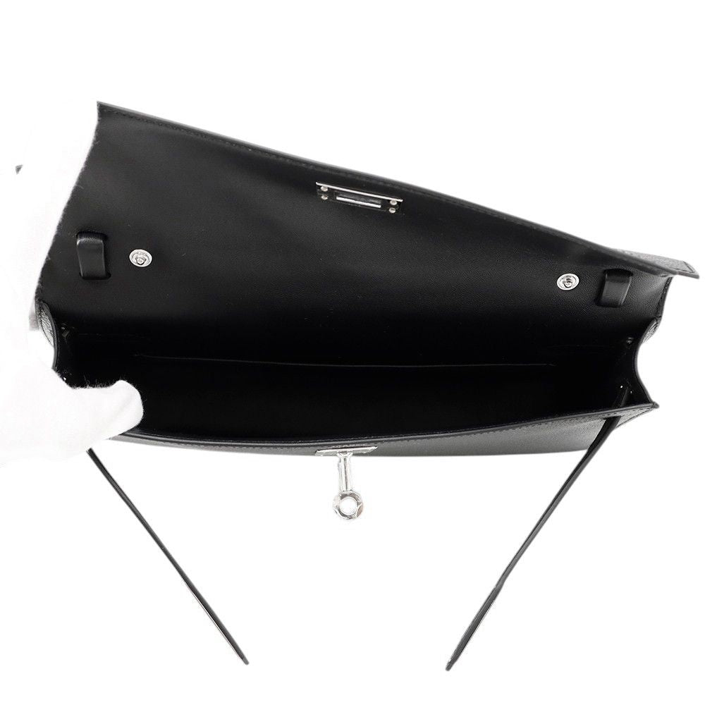Hermes Clutch Kelly Elan Black Silver Epsom 2-Way — view 6