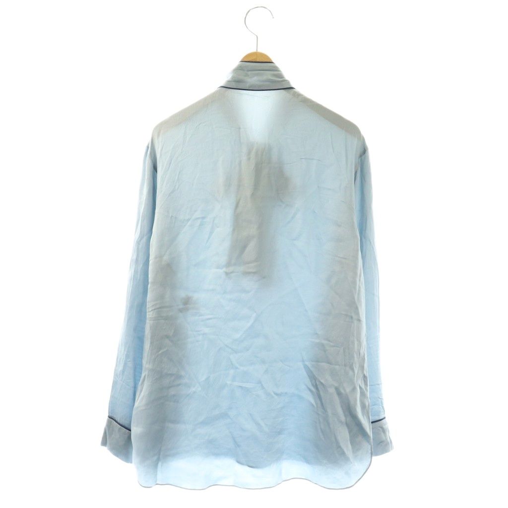 Dolce & Gabbana D&G Blouse Long Sleeve Pullover Bowtie Silk 42 Light Blue NR GY — view 2