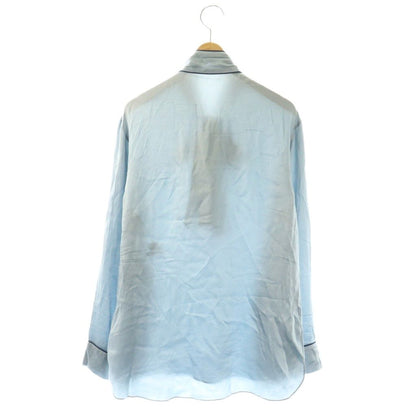 Dolce & Gabbana D&G Blouse Long Sleeve Pullover Bowtie Silk 42 Light Blue NR GY — view 2