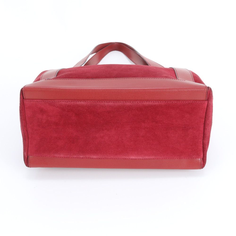 Celine Circle Logo Red Leather Tote Shoulder Handbag — view 6