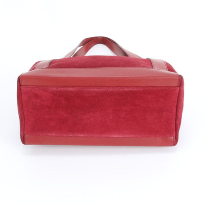 Celine Circle Logo Red Leather Tote Shoulder Handbag — view 6
