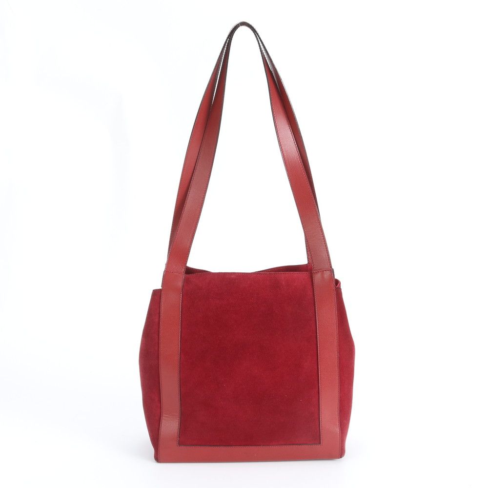 Celine Circle Logo Red Leather Tote Shoulder Handbag — view 3