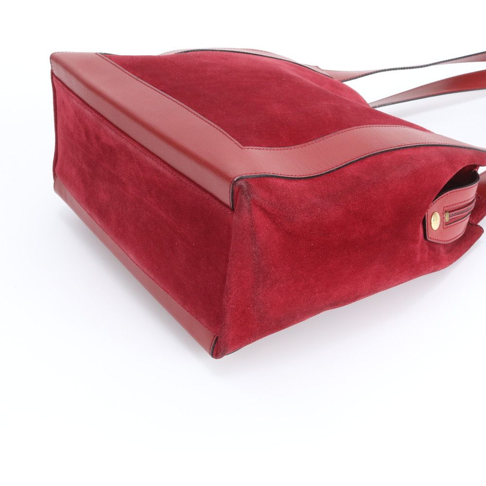 Celine Circle Logo Red Leather Tote Shoulder Handbag — view 5