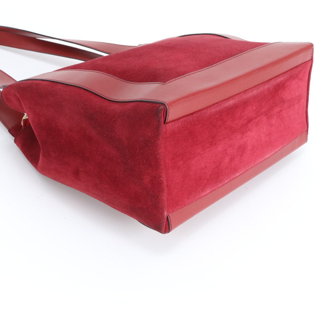 Celine Circle Logo Red Leather Tote Shoulder Handbag — view 4