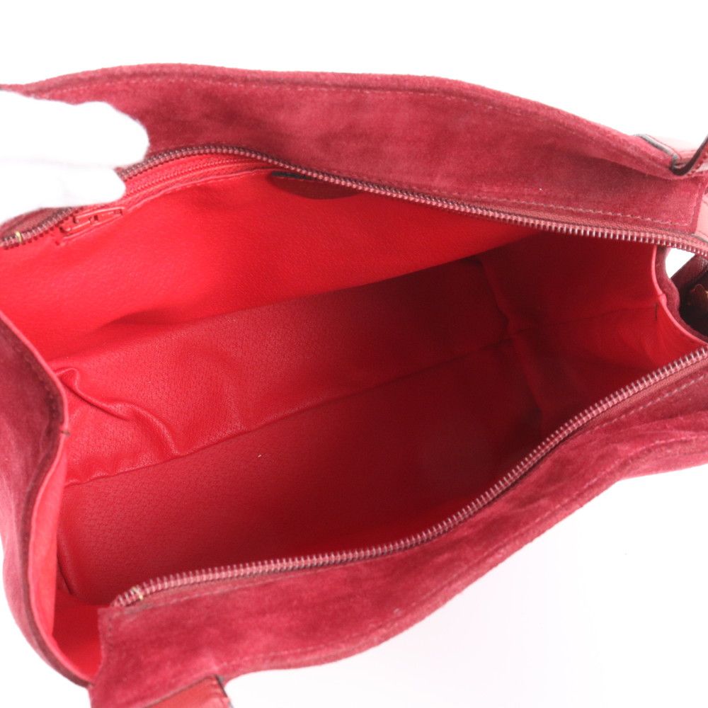 Celine Circle Logo Red Leather Tote Shoulder Handbag — view 7