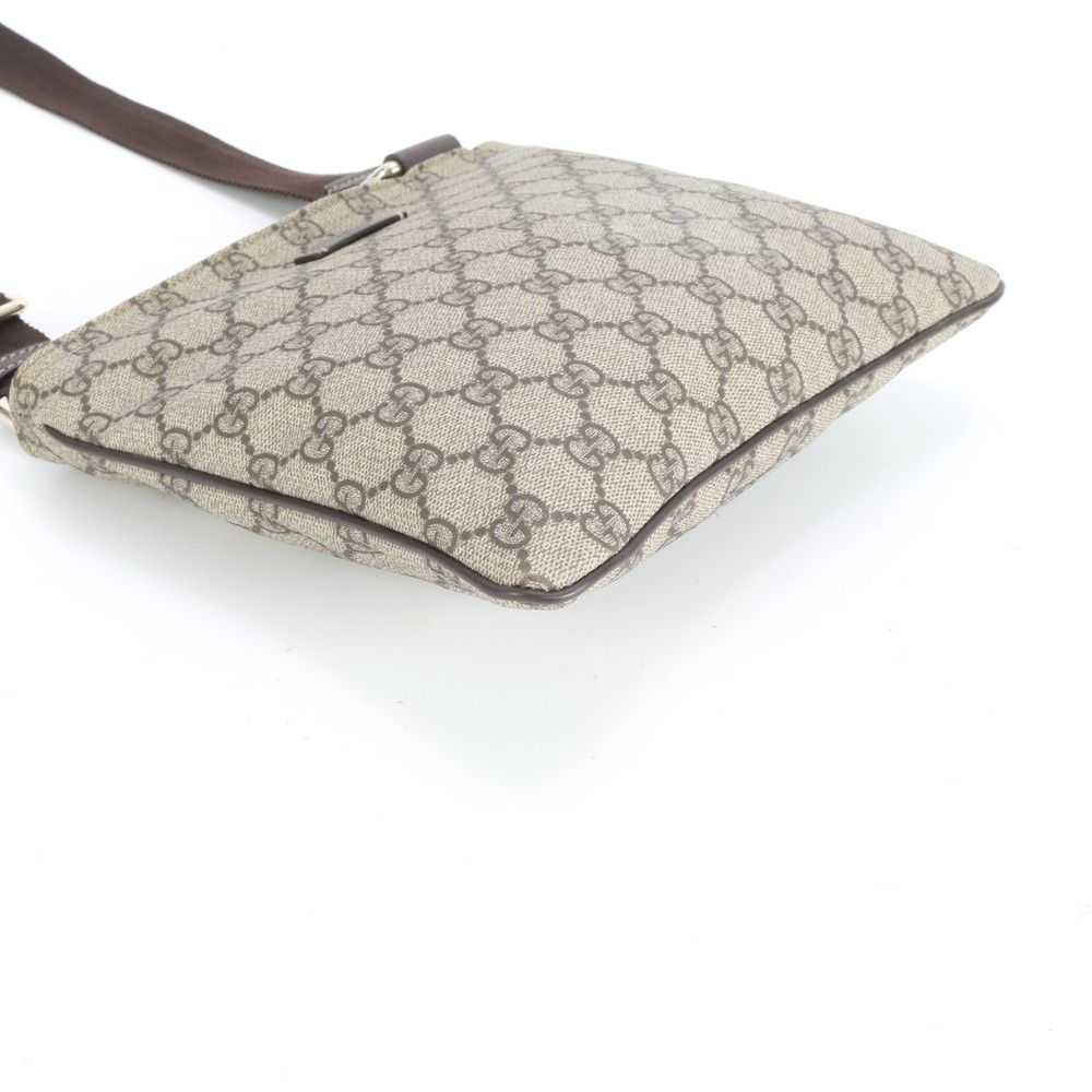 Gucci GG Supreme Leather Shoulder Bag Crossbody Messenger Brown Rem — view 4