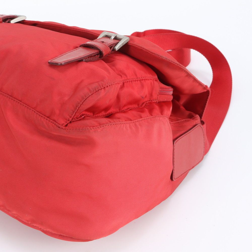 Prada Tessuto Nylon Triangle Logo Leather Shoulder Bag Crossbody Messenger — view 4