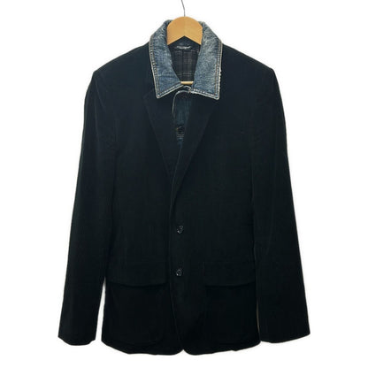 Dolce & Gabbana Jacket 44 S Black Navy Long Sleeve Corduroy Denim Layered