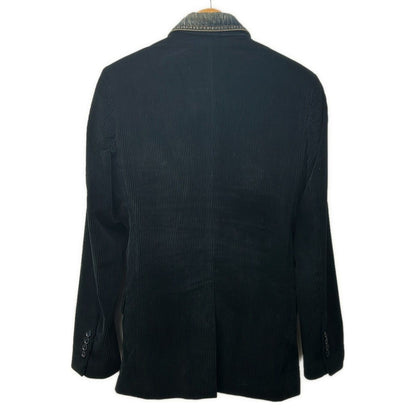 Dolce & Gabbana Jacket 44 S Black Navy Long Sleeve Corduroy Denim Layered — view 2