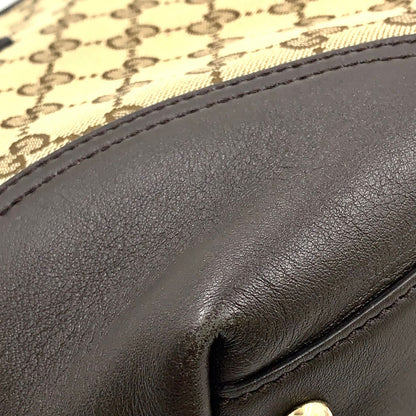 Gucci New Brit GG Canvas Leather Khaki Beige Brown Tote Gold — view 9