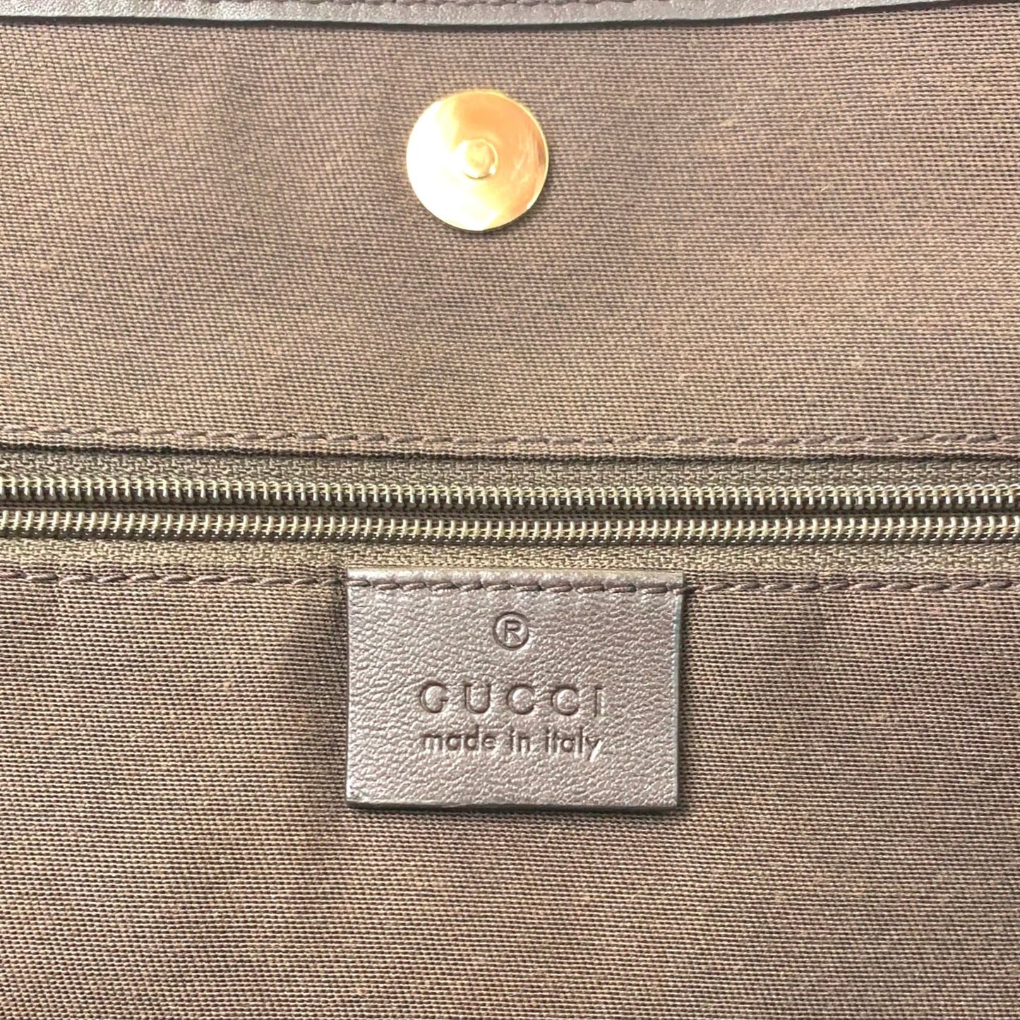 Gucci New Brit GG Canvas Leather Khaki Beige Brown Tote Gold — view 4