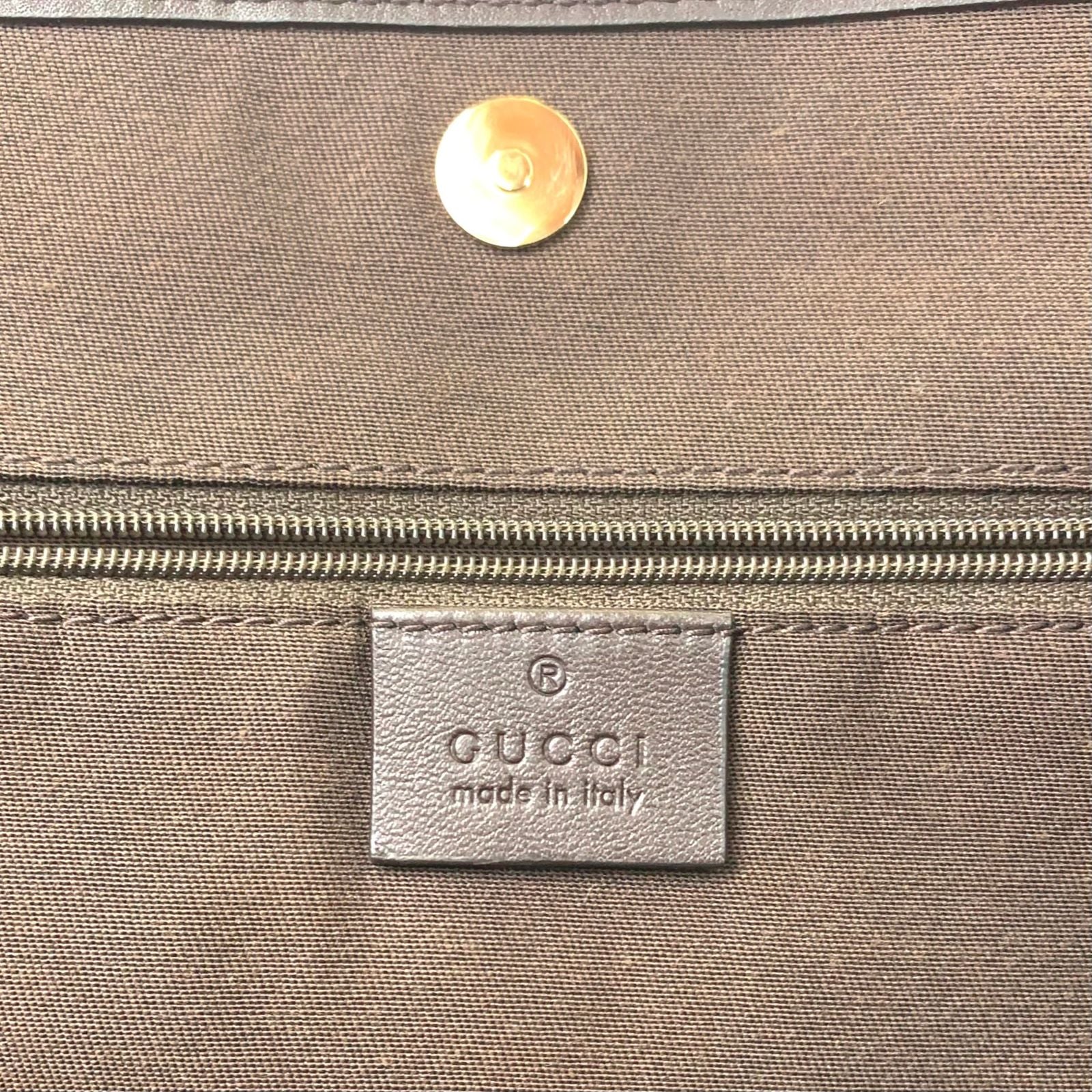 Gucci New Brit GG Canvas Leather Khaki Beige Brown Tote Gold — view 4