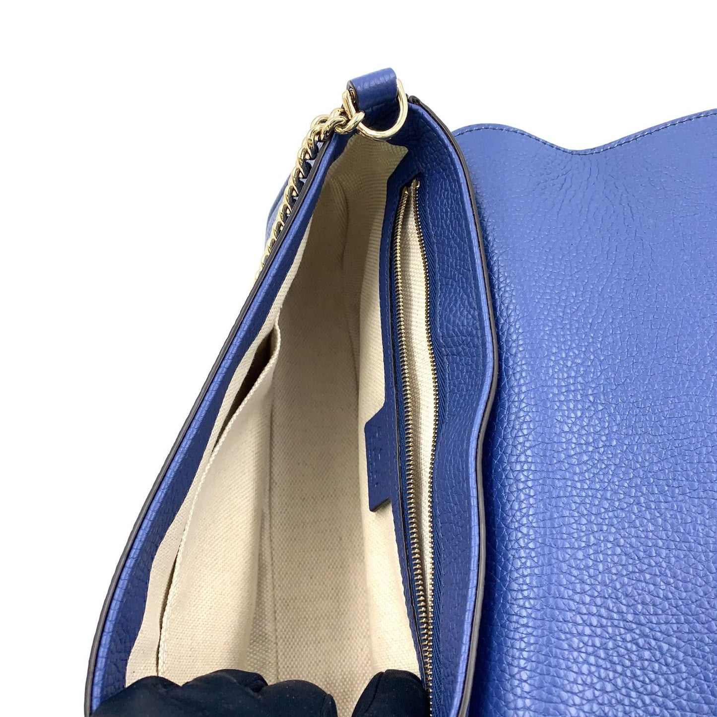 Gucci Soho Leather Blue Chain Shoulder Bag Silver — view 3