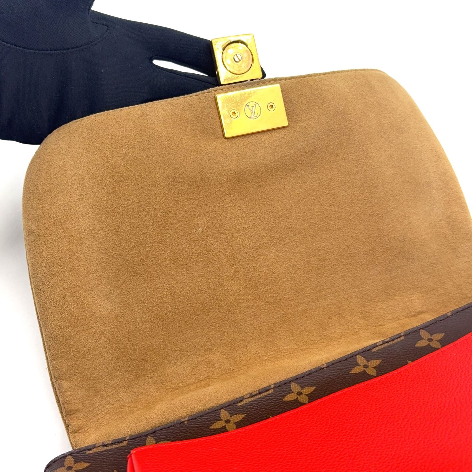 Louis Vuitton Marignan Monogram Coquelicot Leather Brown Red Handbag — view 7
