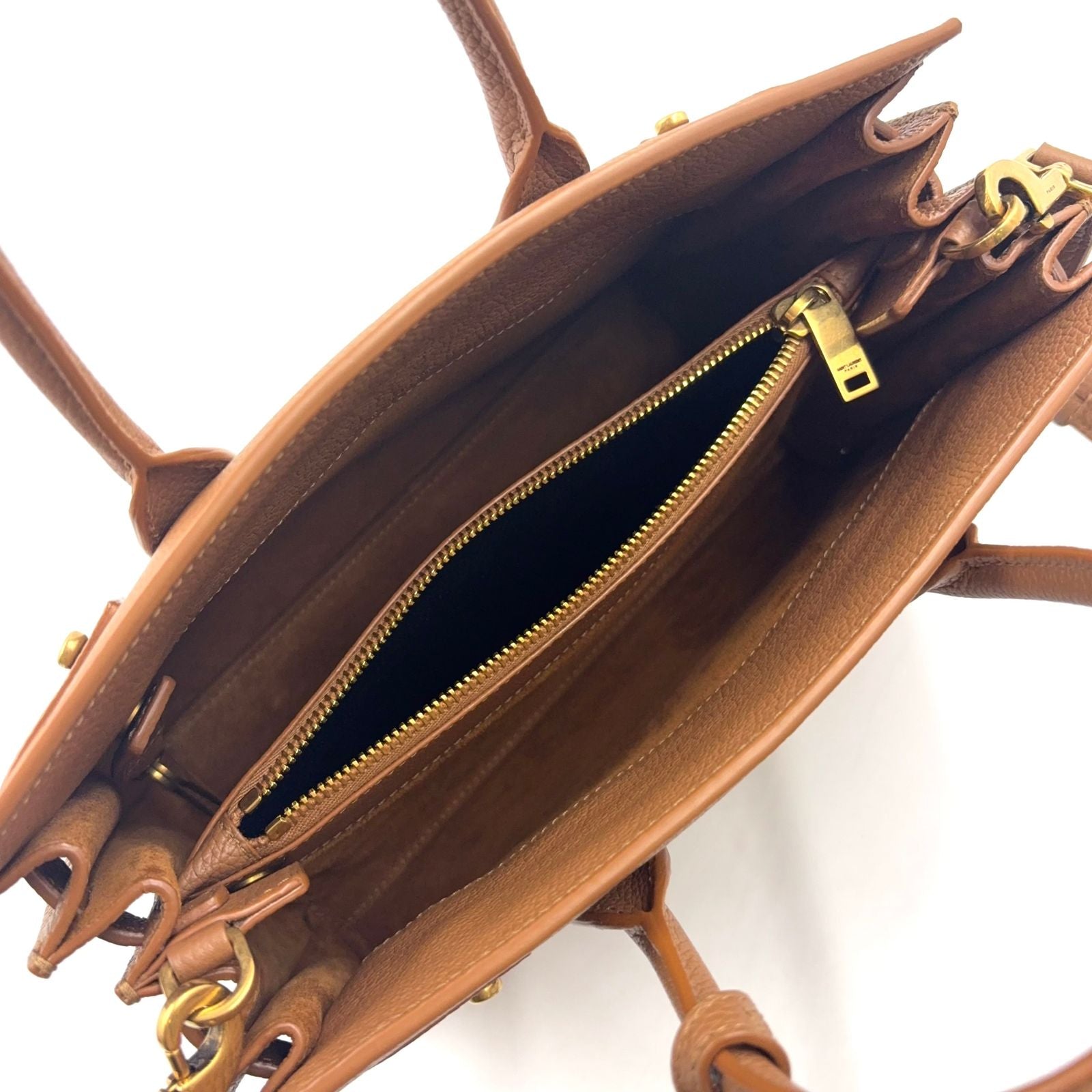 Saint Laurent Paris Sac Dejour Shoulder Bag Leather Brown Gold — view 3