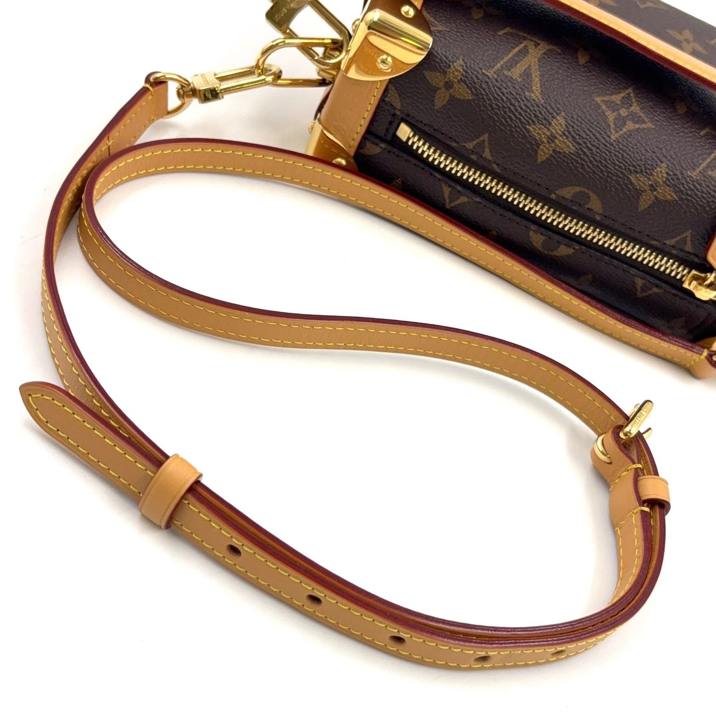Louis Vuitton Side Trunk PM Monogram 2-Way Leather Brown Handbag Gold — view 6