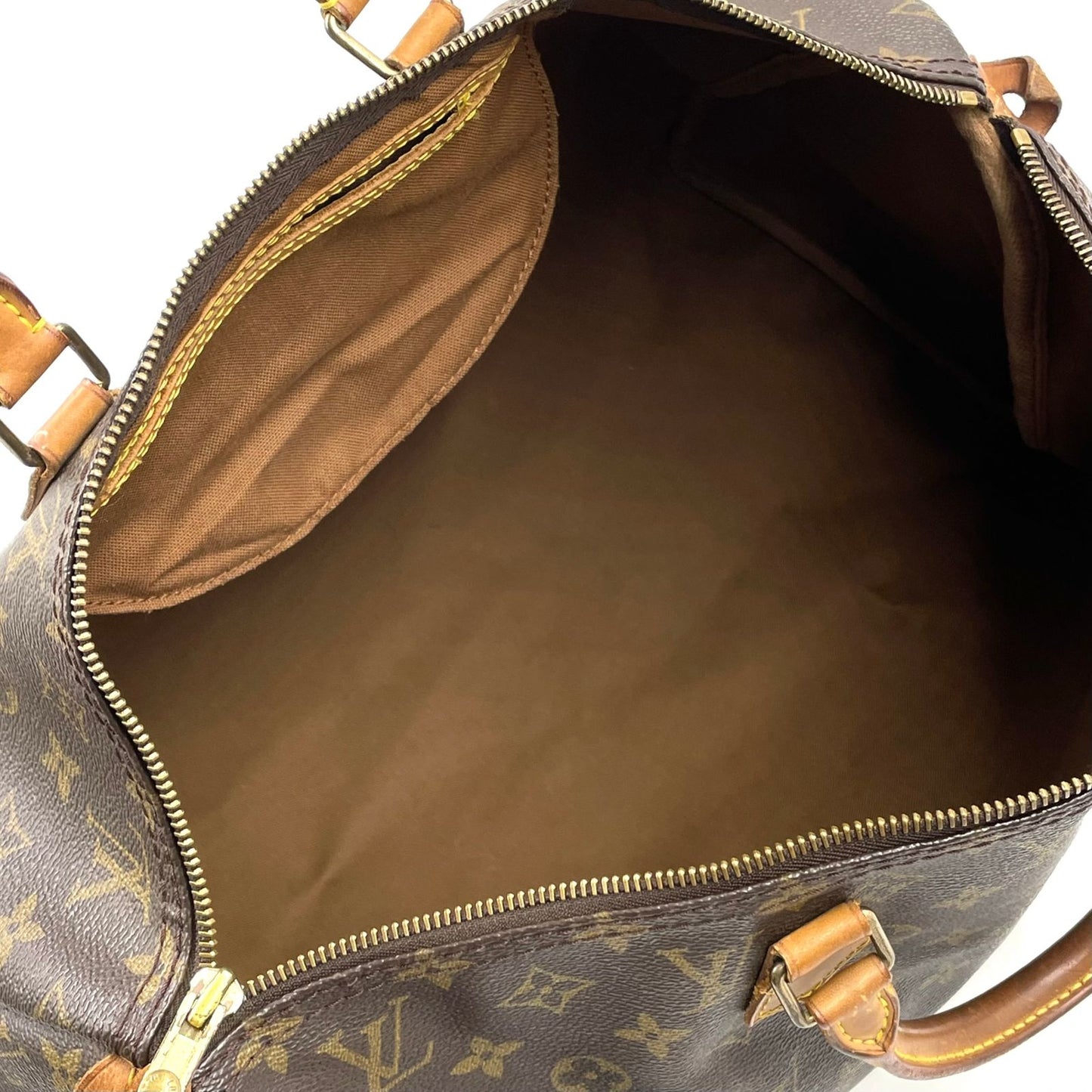 Louis Vuitton Speedy 40 Monogram Leather Brown Handbag Gold — view 3
